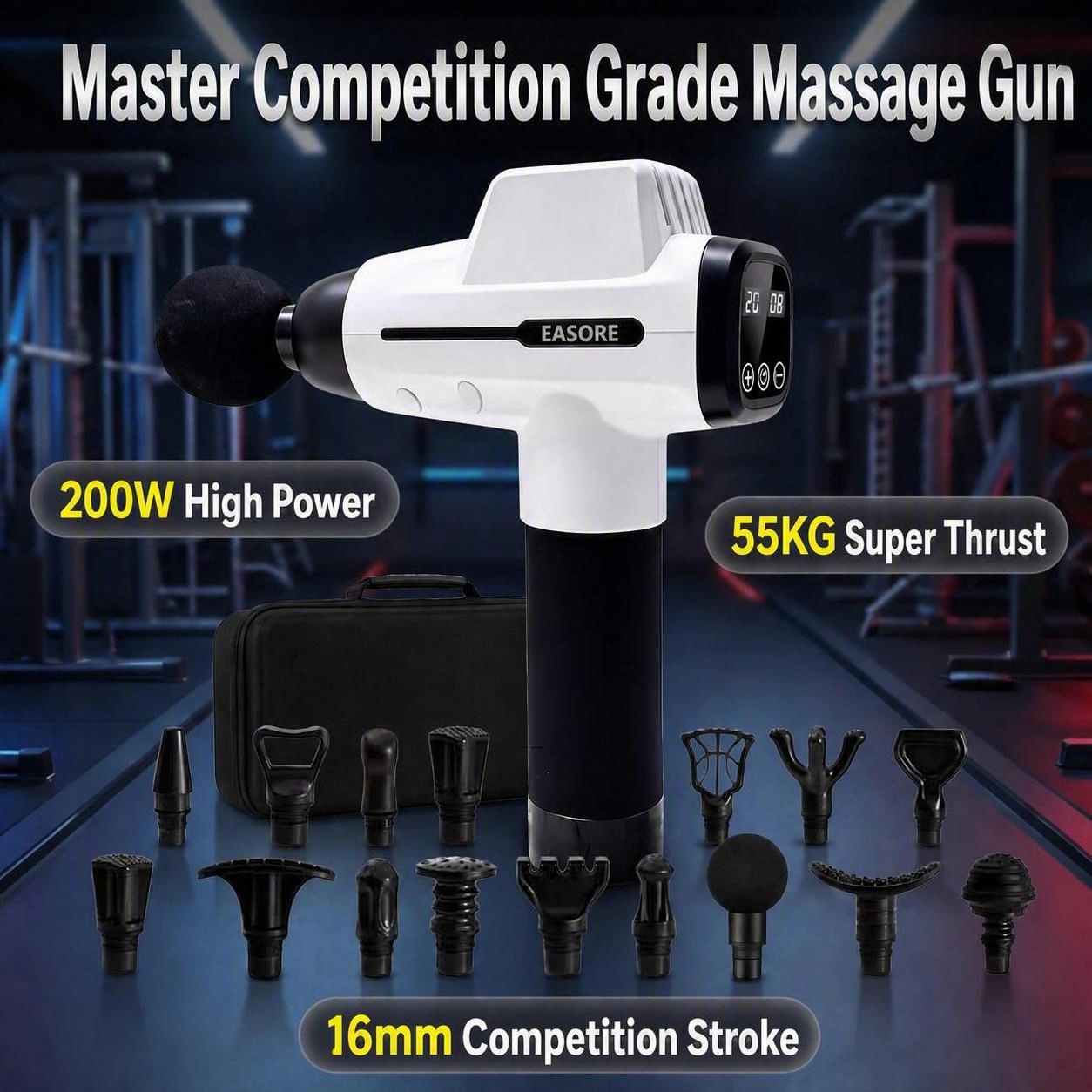 Health Wellness - 16mm振幅プロ仕様マッサージガン X20 Pro 55KG強力スーパーパワフル筋膜リリースガン 200Wブラシレスモーター プロトレーニング用